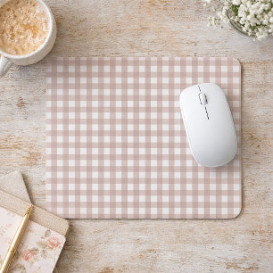 Mousepad Xadrez Pastel Rosa e Branco Padrão Gingham
