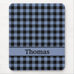 Mousepad Xadrez preto e azul monograma, Xadrez de búfalo