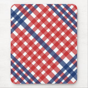 Mousepad Xadrez Red White e Blue Gingham