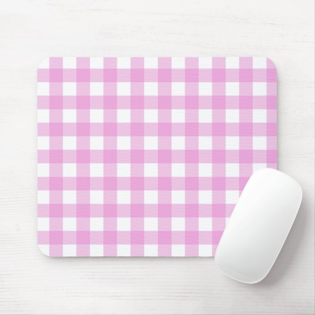Mousepad Xadrez rosa e branca pastel (Com mouse)