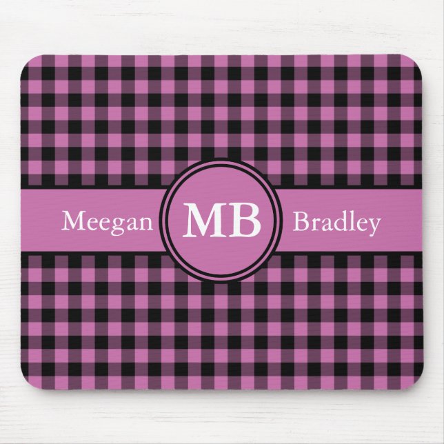 Mousepad Xadrez Rosa e Preto Personalizável (Frente)