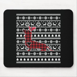 Mousepad Xadrez Vermelha Buffalo Dachshund Dog Natal