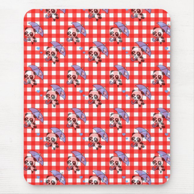 Mousepad Xadrez Vermelho Fofo (Frente)