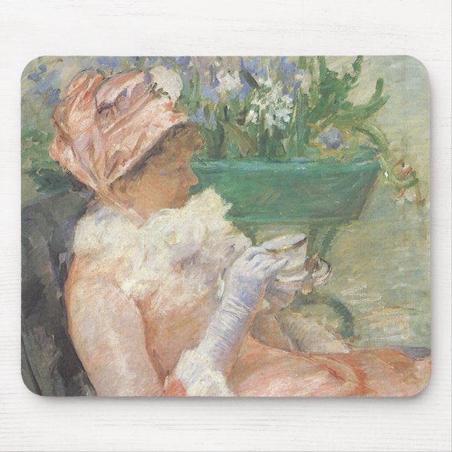 Mousepad Xícara de chá por Mary Cassatt, Impressionismo ven (Frente)