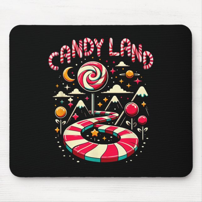 Mousepad Xmas Candy Land Rainbow Trail Candy Cane Merry Chr (Frente)