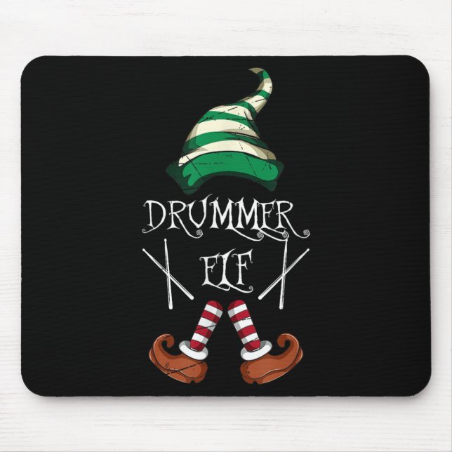 Mousepad Xmas Drumsticks Music Matching Drummer Elf Pajama  (Frente)