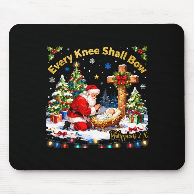 Mousepad Xmas Every Knee Shall Bow Santa Christmas Nativity (Frente)