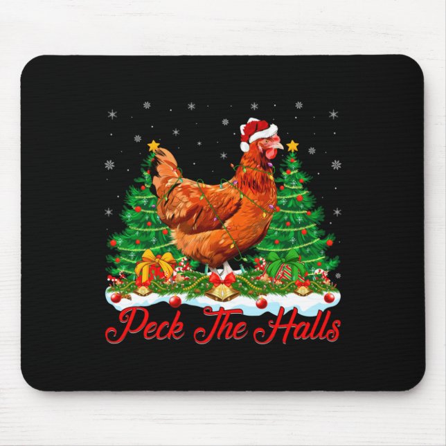 Mousepad Xmas Lighting Santa Hat Chicken Christmas Tree  (Frente)