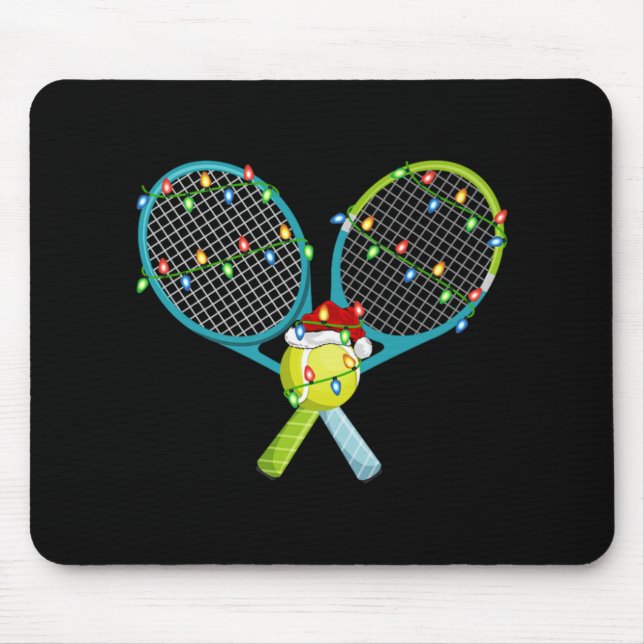 Mousepad Xmas Lights Santa Hat Tennis Christmas Premium T S (Frente)