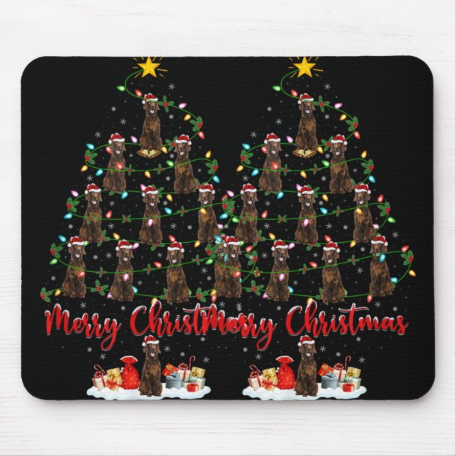 Mousepad Xmas Lights Santa Irish Setter Dog Christmas Tree  (Frente)