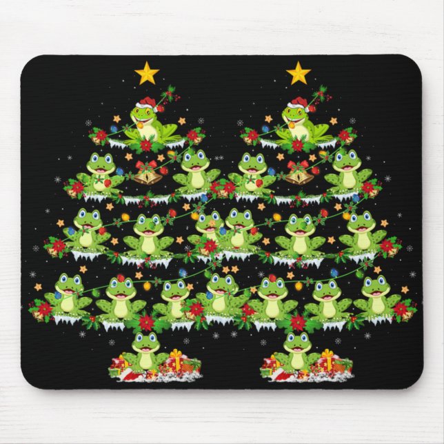 Mousepad Xmas Lights Santa Tree Frog Christmas Tree Premium (Frente)
