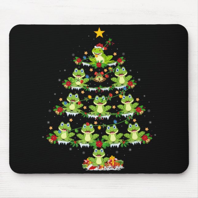 Mousepad Xmas Lights Santa Tree Frog Christmas Tree Premium (Frente)