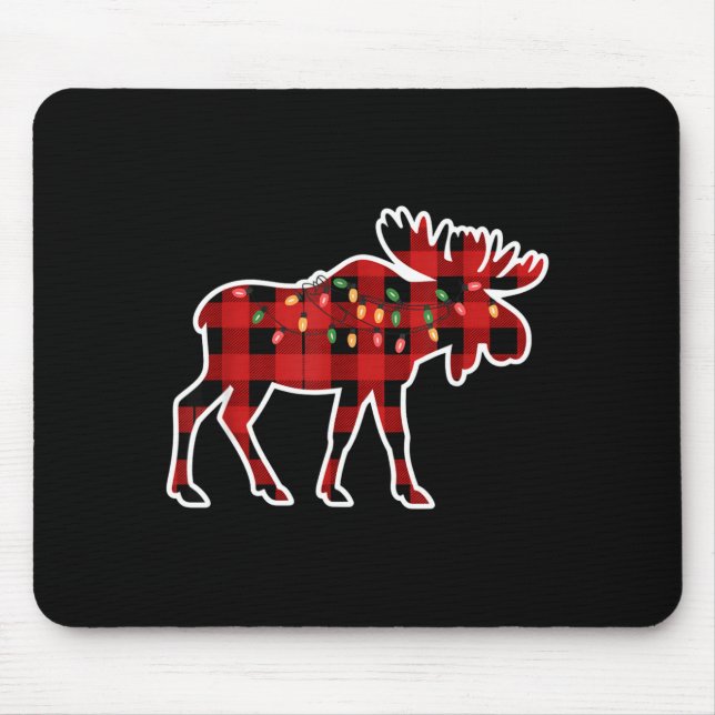 Mousepad Xmas Moose Red And Black Buffalo Plaid Christmas L (Frente)