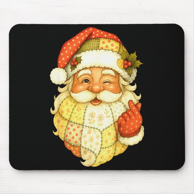 Mousepad Xmas Patchwork Santa Claus Christmas Funny Mens Wo (Frente)