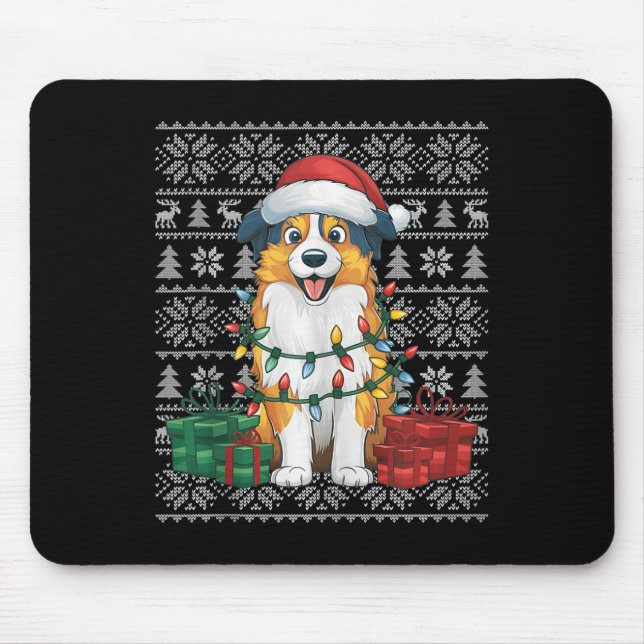 Mousepad Xmas Sweater Style Purly Australian Shepherd Dog C (Frente)