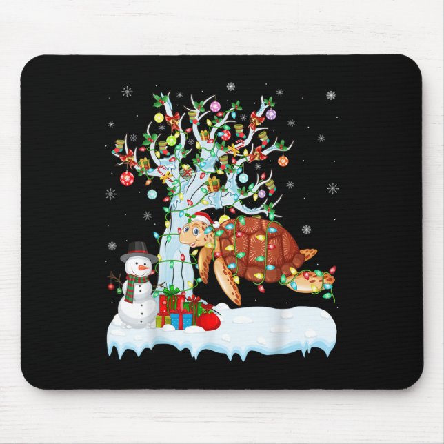 Mousepad Xmas Tree Decoration Lighting Sea Turtle Christmas (Frente)