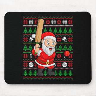 Mousepad Xmas Ugly Sweater Style Santa Playing Cricket Chri
