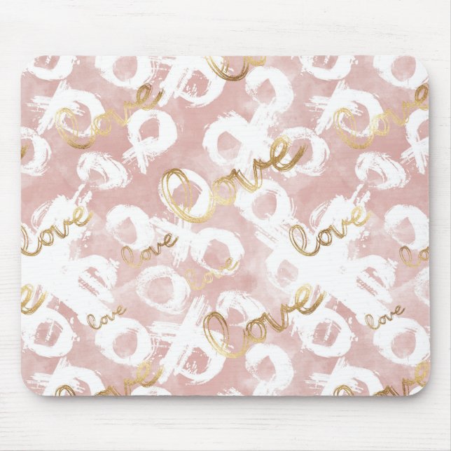 Mousepad XO de Amor Dourado Rosa (Frente)