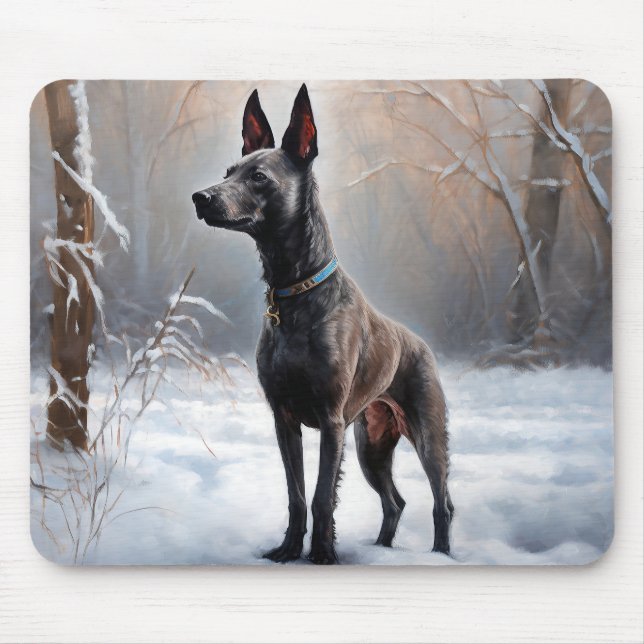 Mousepad Xoloitzcuintli Deixa-o nevar no Natal (Frente)