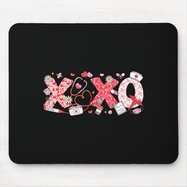 Mousepad Xoxo Stethoscope Valentine Rn Pct Cna Nurse Nurse  (Frente)