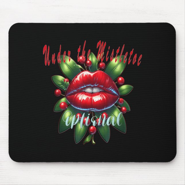 Mousepad Y Christmas Mistletoe Lips - Naughty Holiday Tee W (Frente)