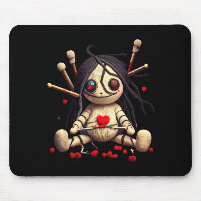 Mousepad Y Cute Sitting Voodoo Doll Halloween Valentine Day (Frente)