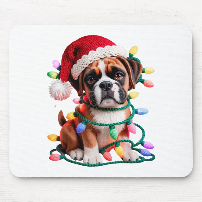 Mousepad Yarn Boxer Dog Sewing Knitting Crocheting Christma (Frente)