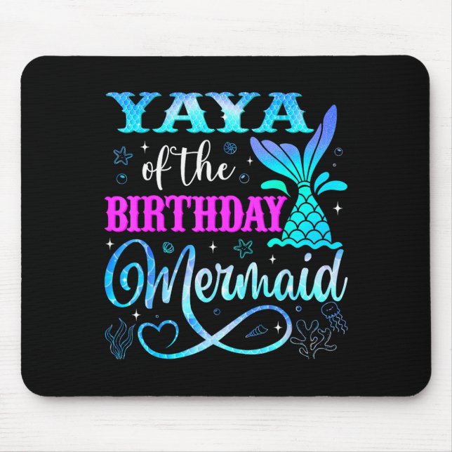 Mousepad Yaya Of The Birthday Mermaid Family Matching Party (Frente)