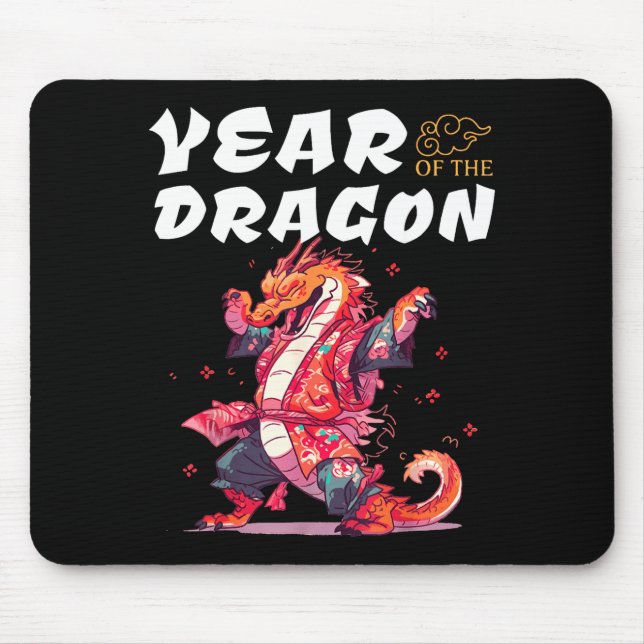 Mousepad Year Of The Dragon Funny Dragons Chinese Zodiac Si (Frente)