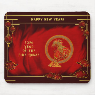 Mousepad Year of the Fire Horse , Happy Lunar New Year