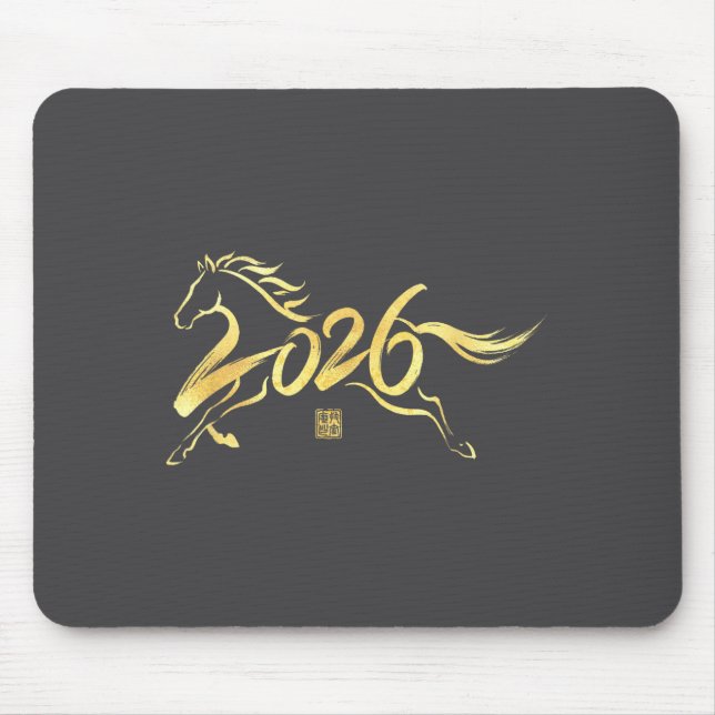 Mousepad Year Of The Horse 2026 Calligraphy Chinese New Yea (Frente)