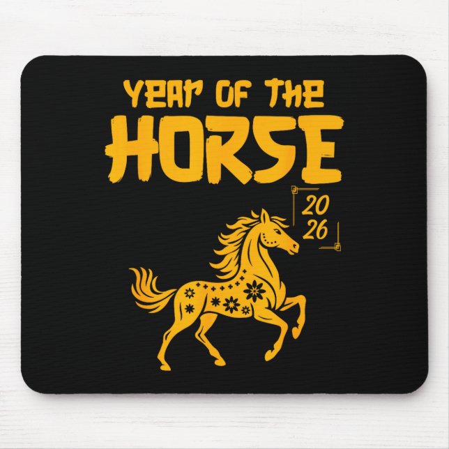 Mousepad Year Of The Horse 2026 Happy New Year Golden Horse (Frente)