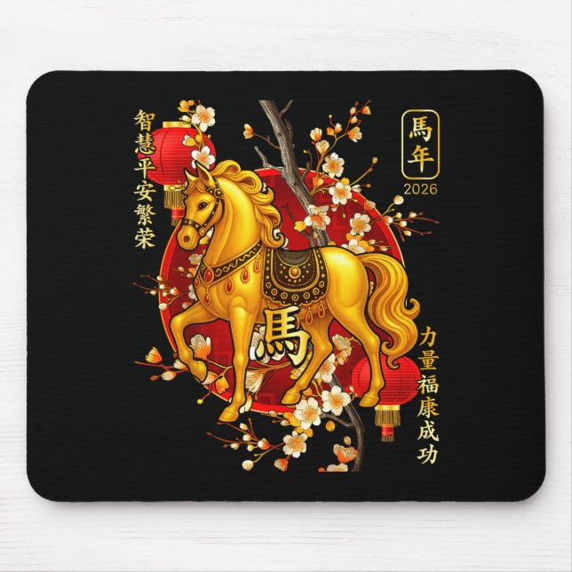 Mousepad Year Of The Horse 2026 Lunar New Year Chinese Men  (Frente)