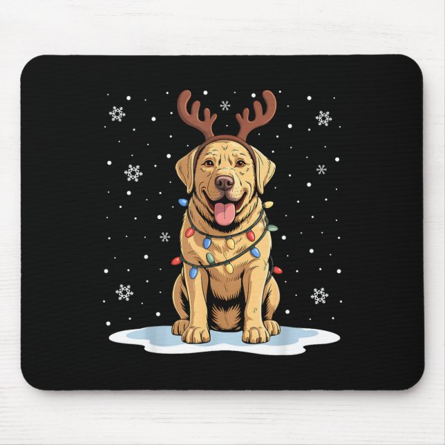 Mousepad Yellow Lab Labrador Christmas Reindeer Dog Lover X (Frente)