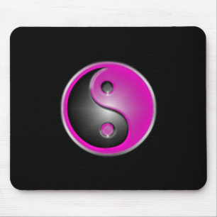 Mousepad yin e yang cor-de-rosa