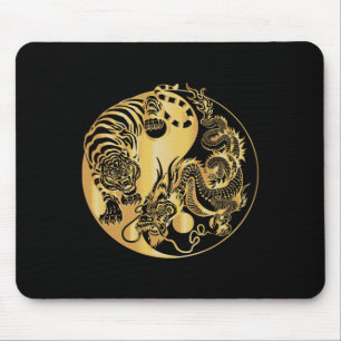Mousepad Yin Yang Tigre Dragão Ouro