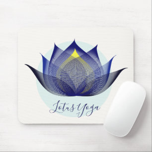Mousepad Yoga Exclusivo de Arte com Flor Amarelo Azul
