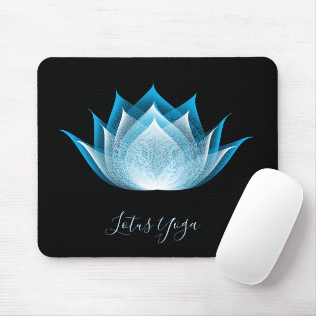 Mousepad Yoga Gráfico de Flores Negra Azul Lotus Moiré (Com mouse)