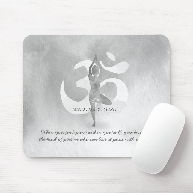 Mousepad YOGA Instructor Meditation Tree Pose Om Sign Quote (Com mouse)