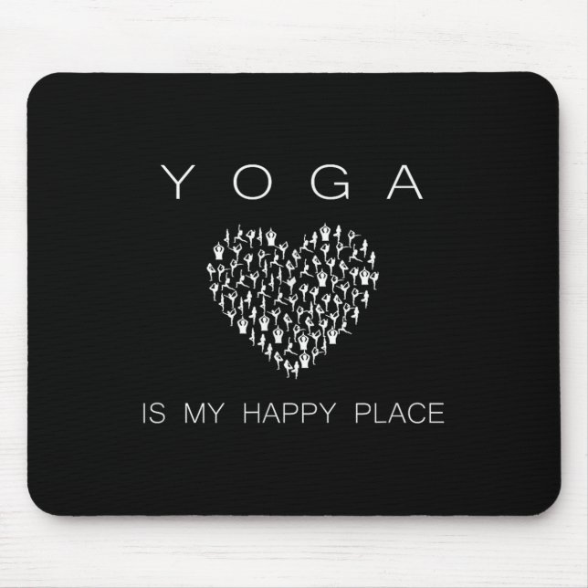 Mousepad Yoga Is My Happy Place Insrational Motivational  (Frente)