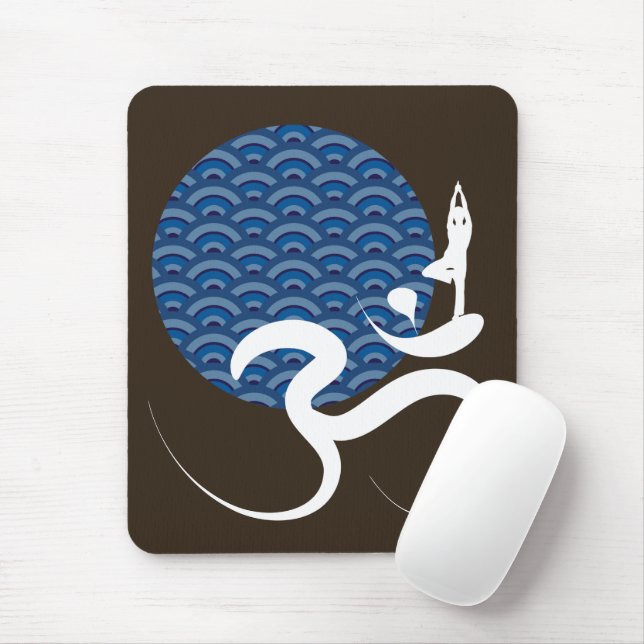 Mousepad Yoga Moderna Zen Yoga Azul Asiática Caligrafia Om  (Com mouse)