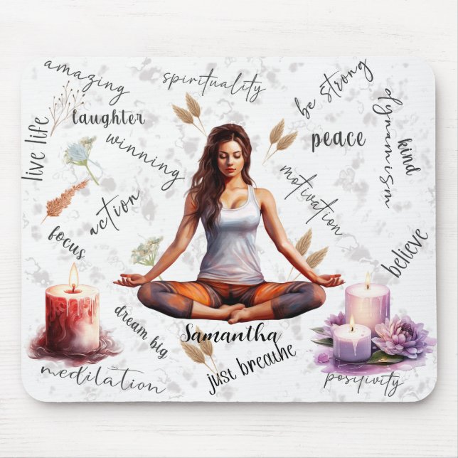 Mousepad Yoga personalizado afirmações temedoras (Frente)