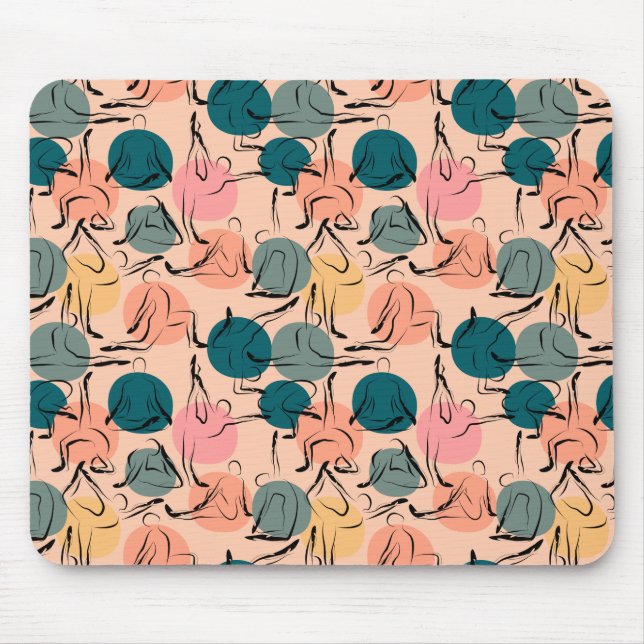 Mousepad Yoga poses pattern | Yoga seamless pattern 6 (Frente)