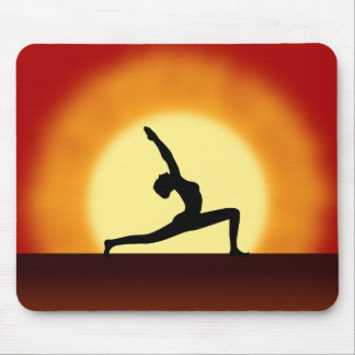 Mousepad Yoga Sunrise Mulher Possuindo Mouse Silhouette