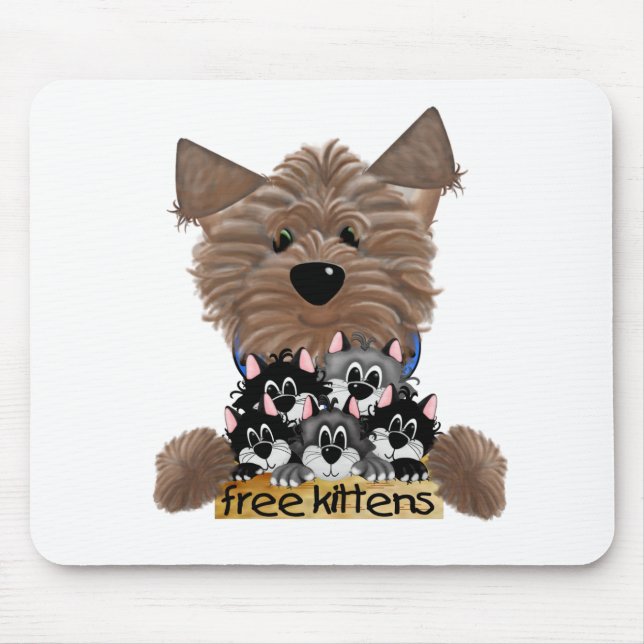 Mousepad Yorkie livra gatinhos (Frente)