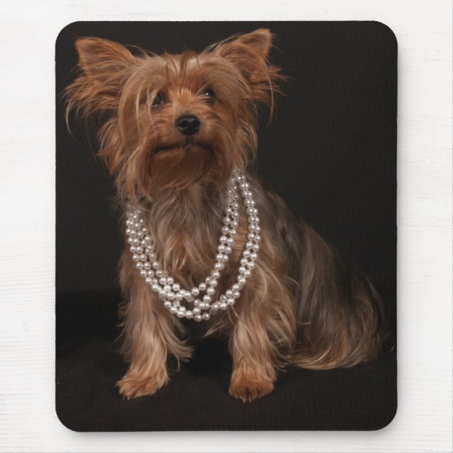 Mousepad Yorkie na colar da pérola (Frente)