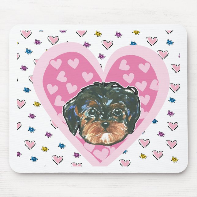 Mousepad Yorkie Poo do Dia de São Valentim (Frente)
