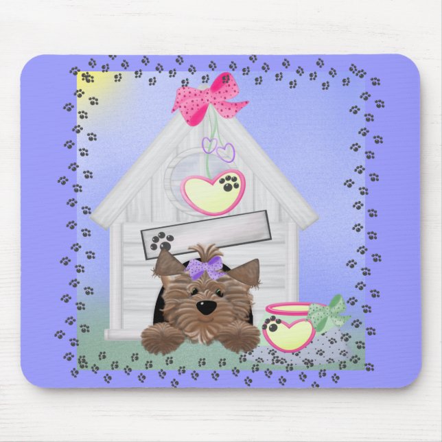 Mousepad Yorkiegirl-casa de cachorro (Frente)
