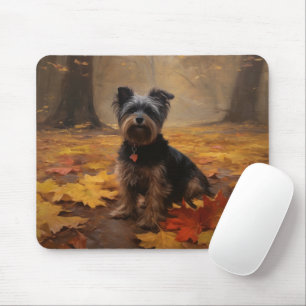Mousepad Yorkipoo no Outono Folhas Caindo Inspiram