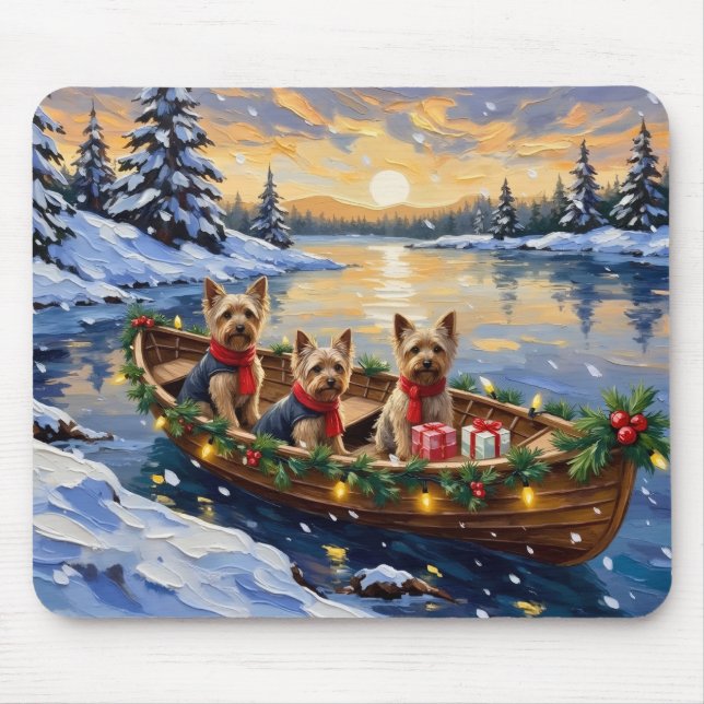 Mousepad Yorkshire Terrier Christmas Boat Holiday (Frente)